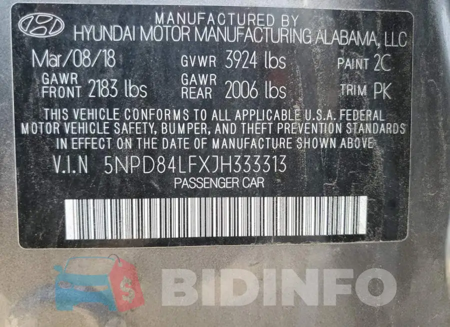 5NPD84LFXJH333313 Photo# 13