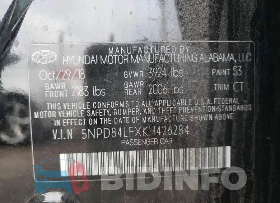 5NPD84LFXKH426284 Photo# 12
