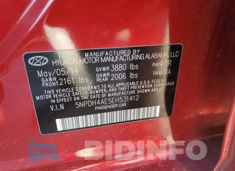 5NPDH4AE5EH531412 Photo# 13