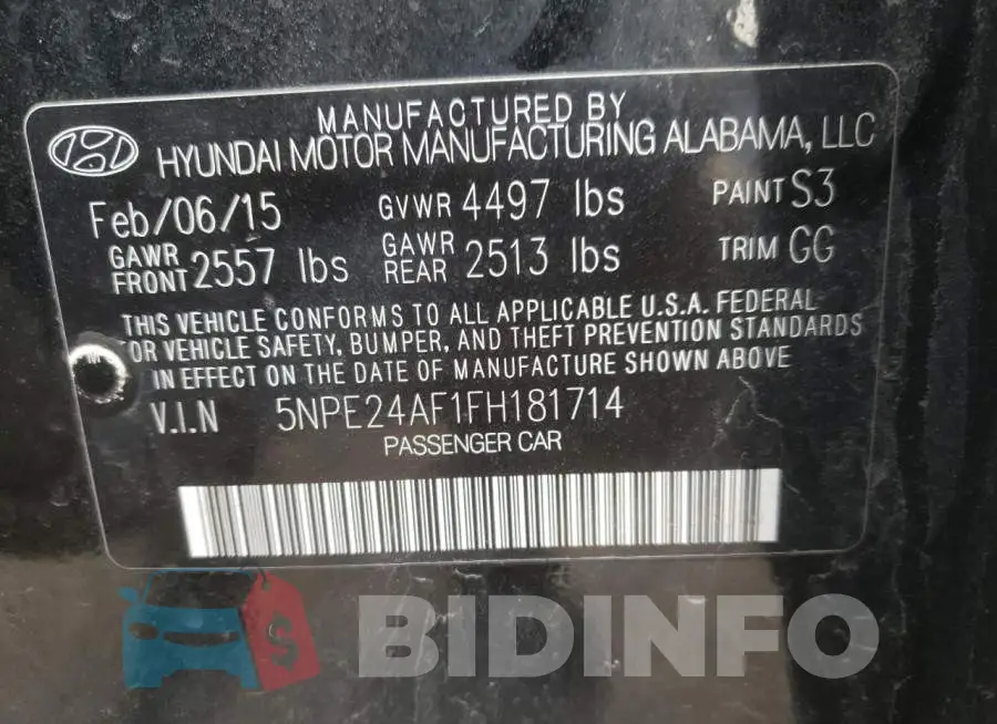 5NPE24AF1FH181714 Photo# 12