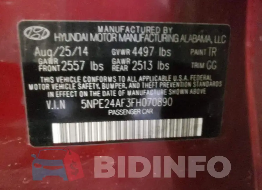 5NPE24AF3FH070890 Photo# 13