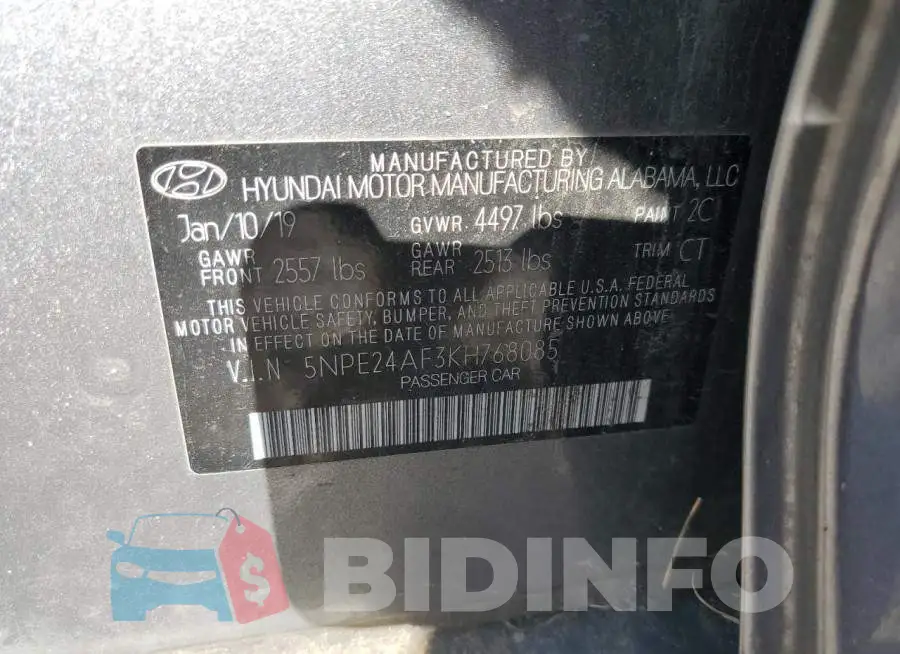 5NPE24AF3KH768085 Photo# 12