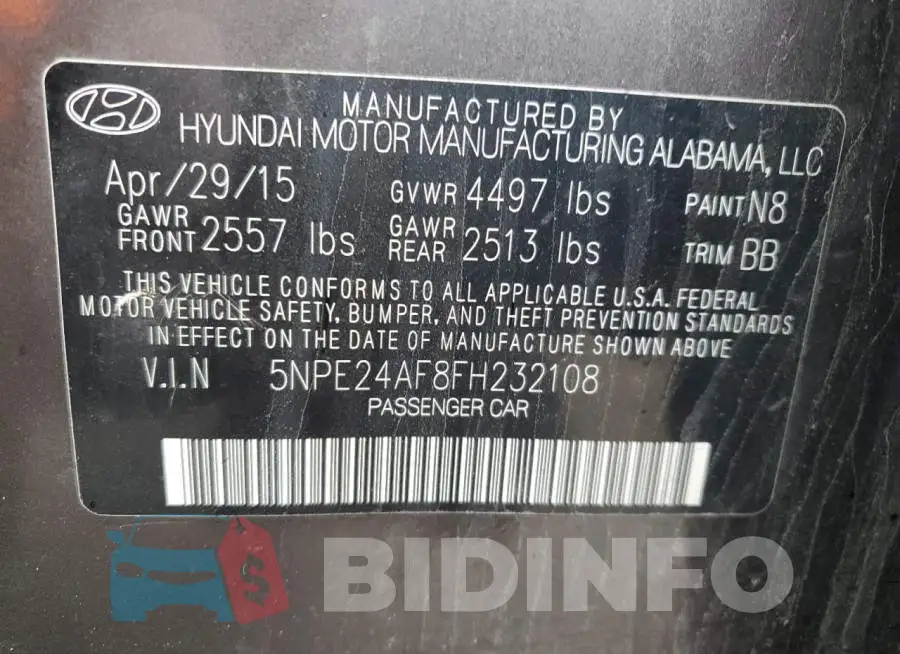 5NPE24AF8FH232108 Photo# 13