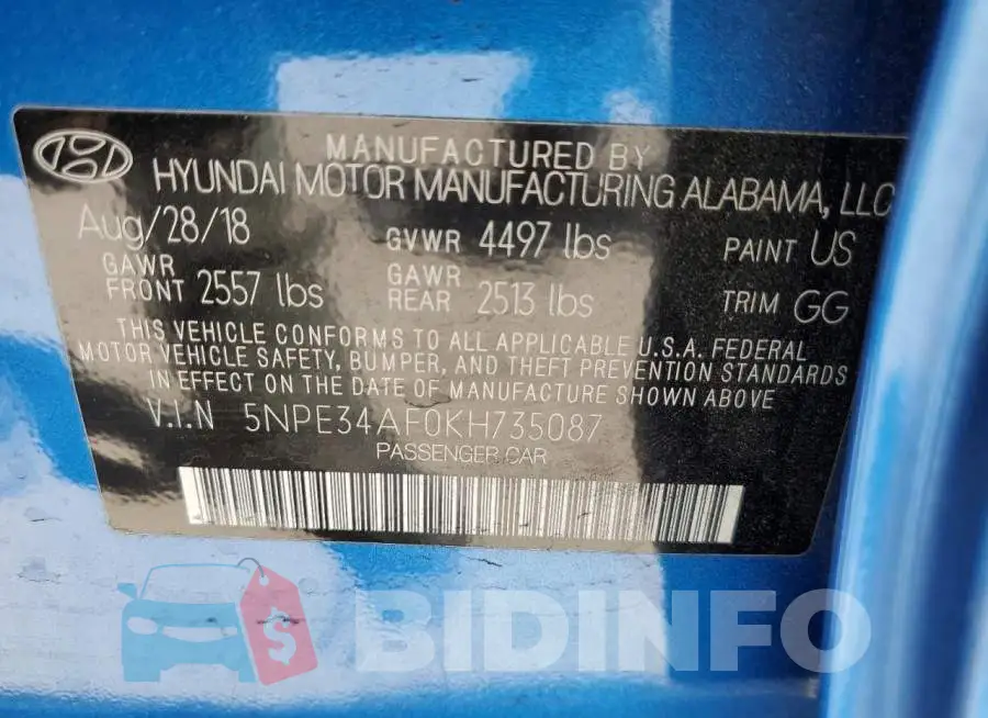 5NPE34AF0KH735087 Photo# 13