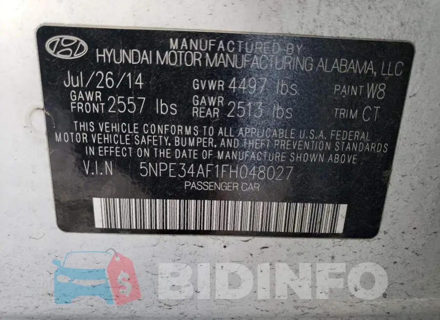 5NPE34AF1FH048027 Photo# 12