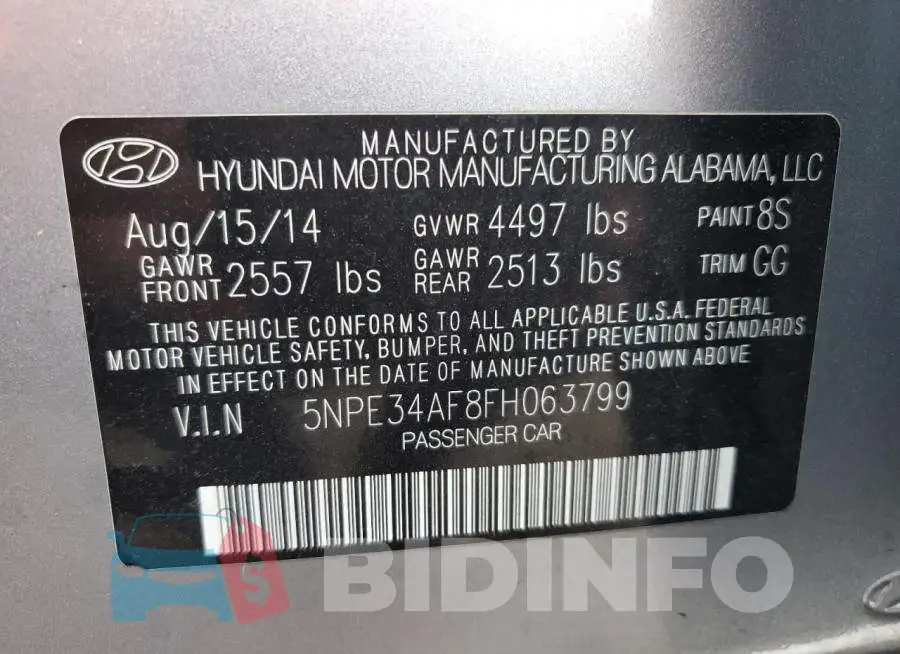 5NPE34AF8FH063799 Photo# 12