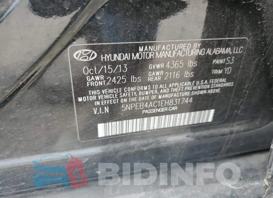 5NPEB4AC1EH831744 Photo# 12
