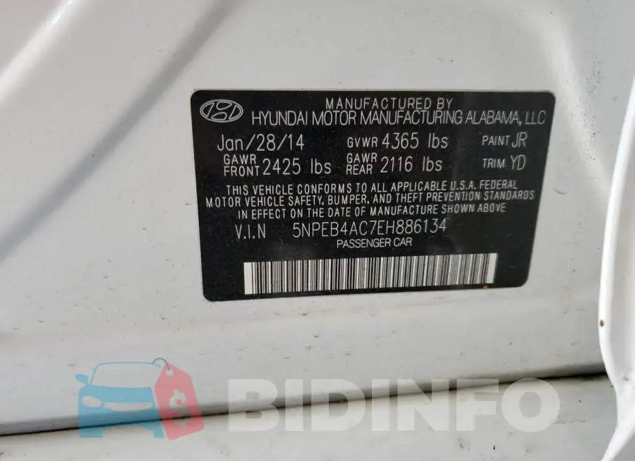 5NPEB4AC7EH886134 Photo# 13
