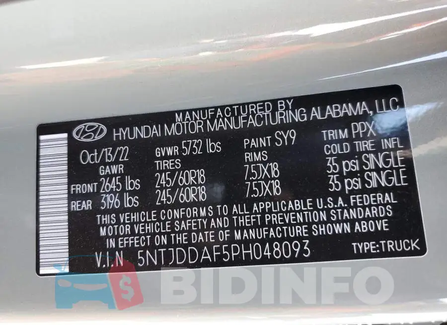 5NTJDDAF5PH048093 Photo# 12