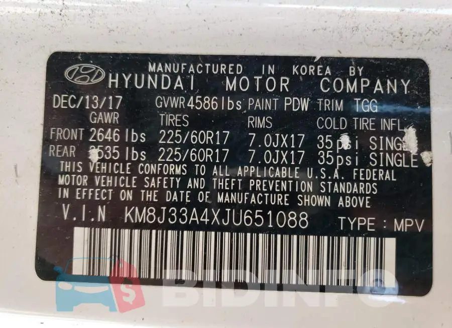 KM8J33A4XJU651088 Photo# 14