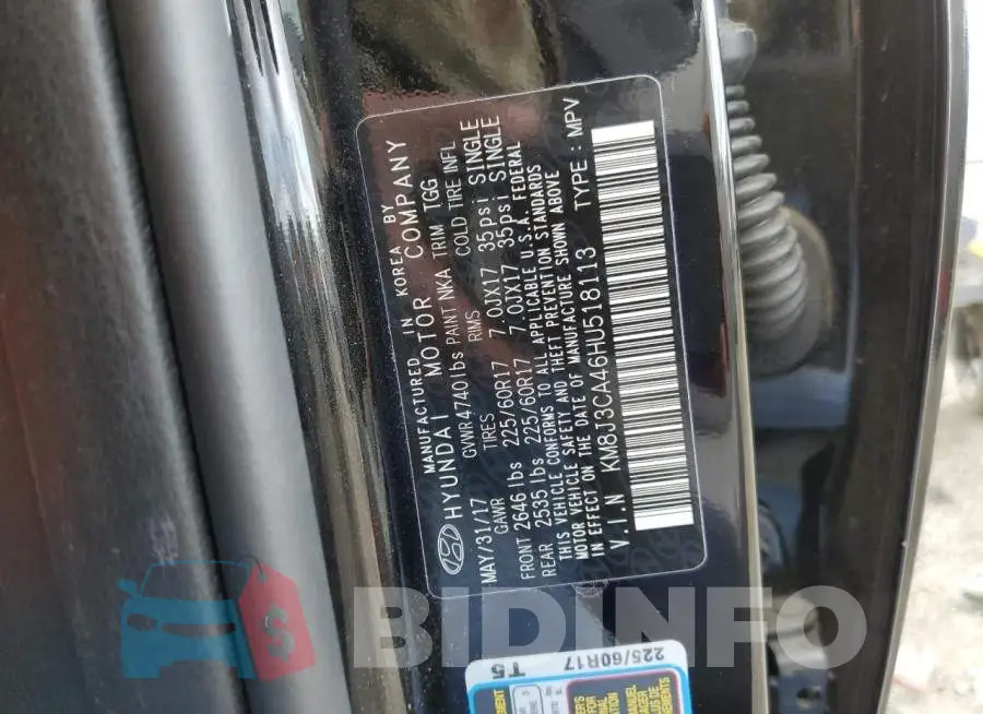 KM8J3CA46HU518113 Photo# 12