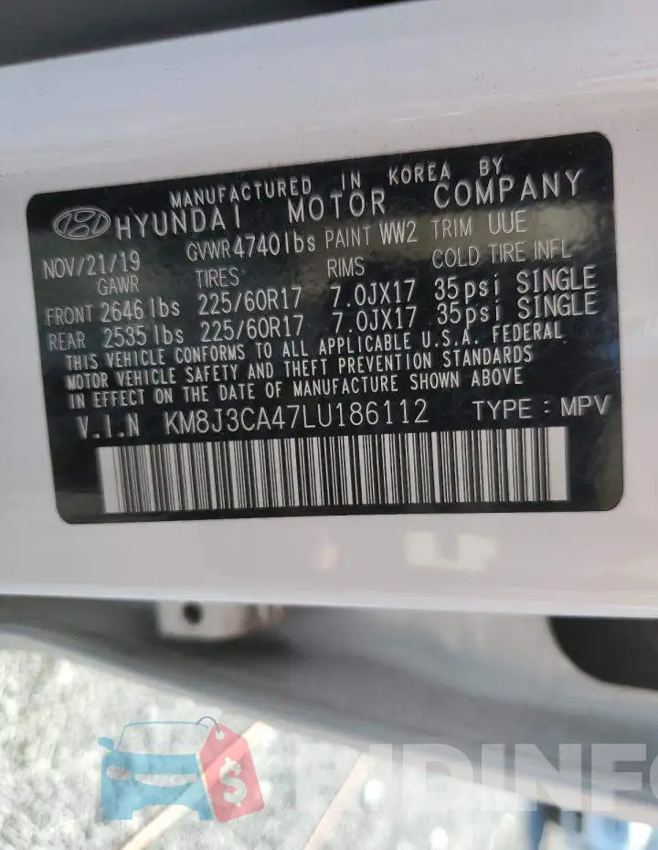 KM8J3CA47LU186112 Photo# 13