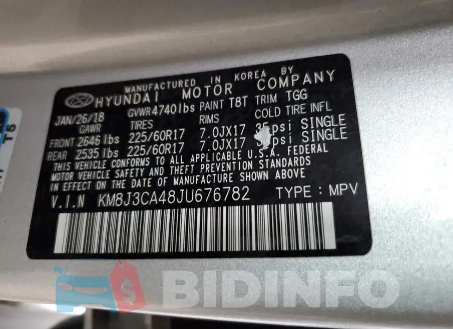 KM8J3CA48JU676782 Photo# 14