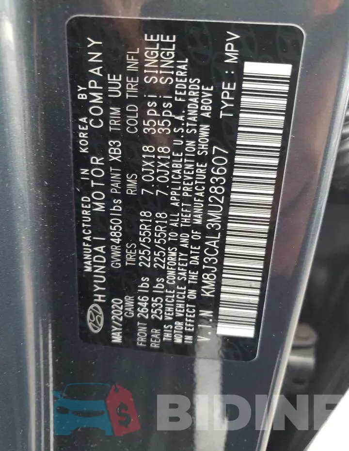 KM8J3CAL3MU283607 Photo# 12
