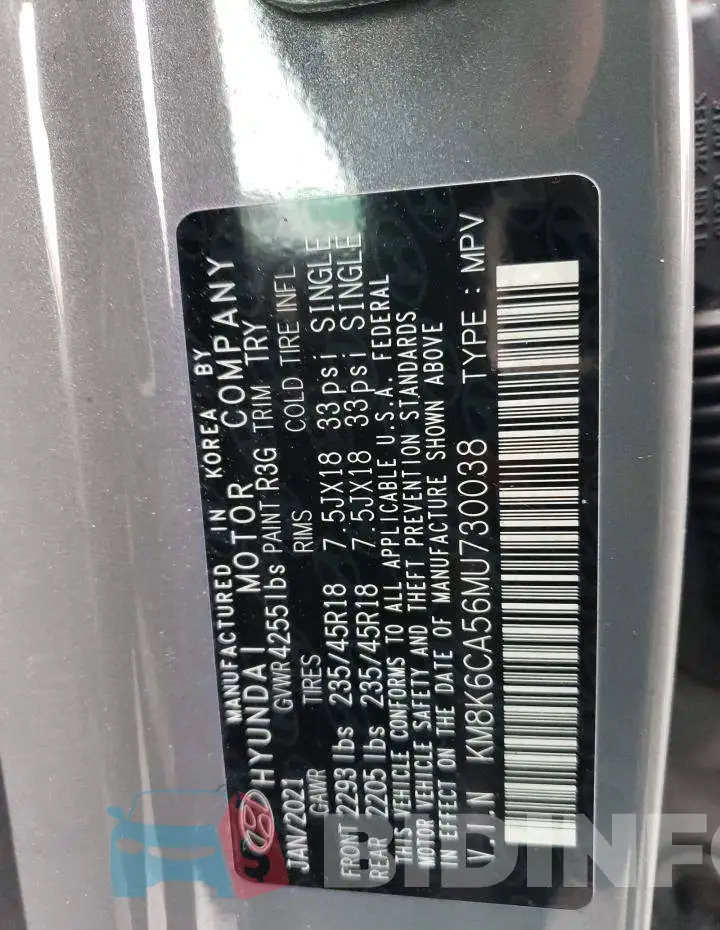 KM8K6CA56MU730038 Photo# 14