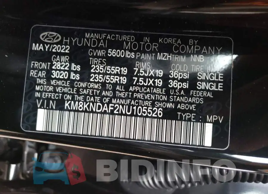 KM8KNDAF2NU105526 Photo# 13