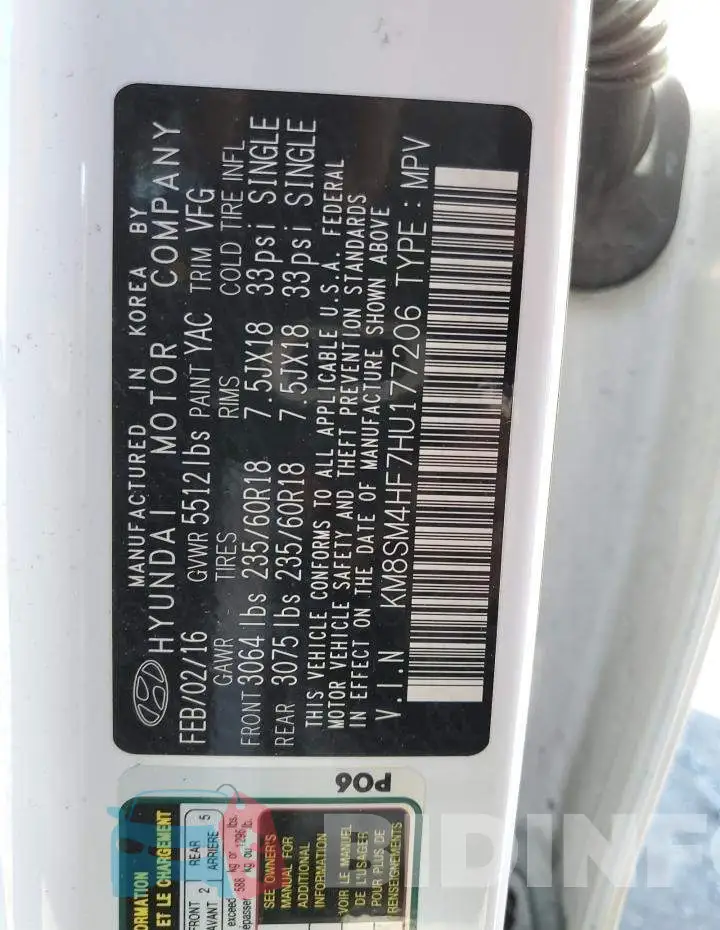 KM8SM4HF7HU177206 Photo# 13