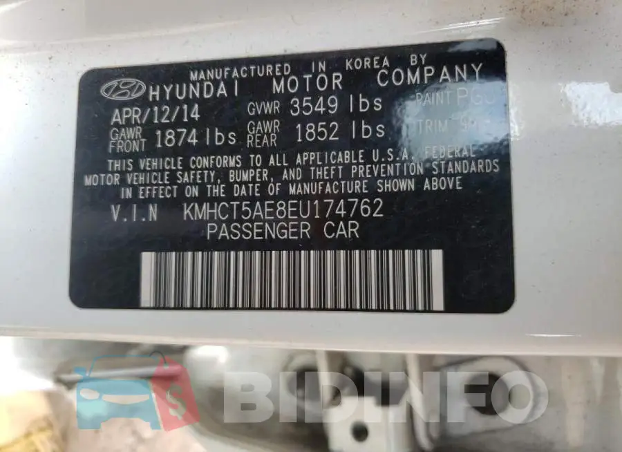 KMHCT5AE8EU174762 Photo# 10