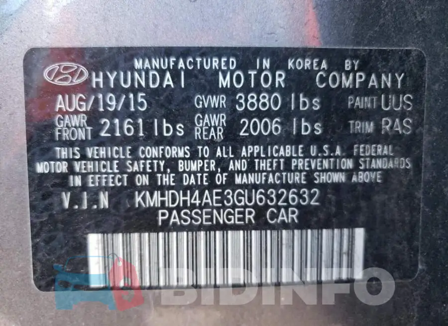 KMHDH4AE3GU632632 Photo# 13