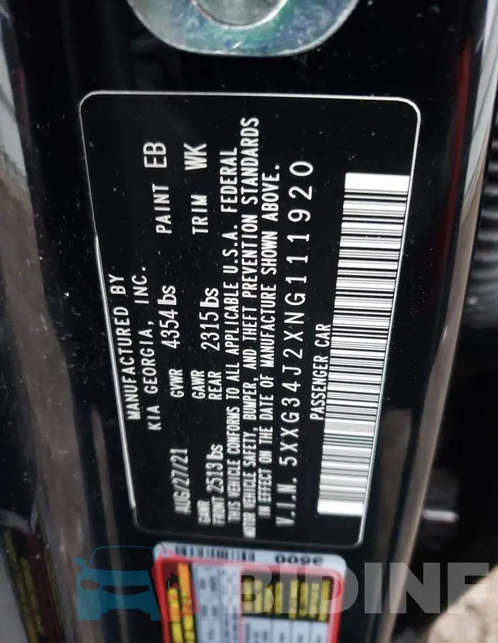 5XXG34J2XNG111920 Photo# 12