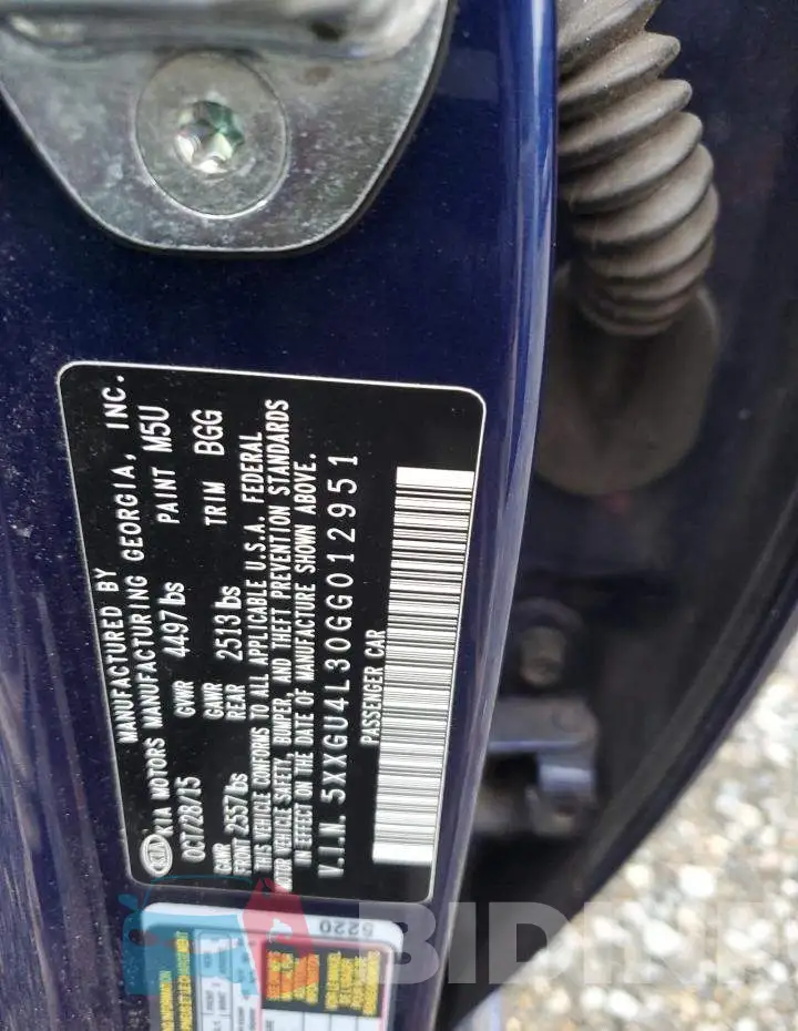 5XXGU4L30GG012951 Photo# 12
