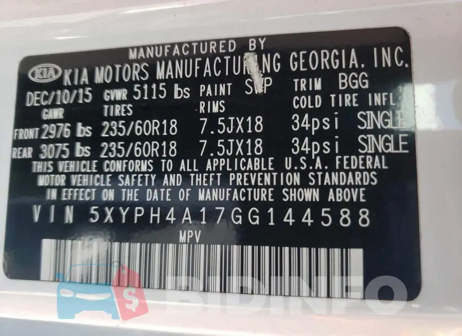 5XYPH4A17GG144588 Photo# 10