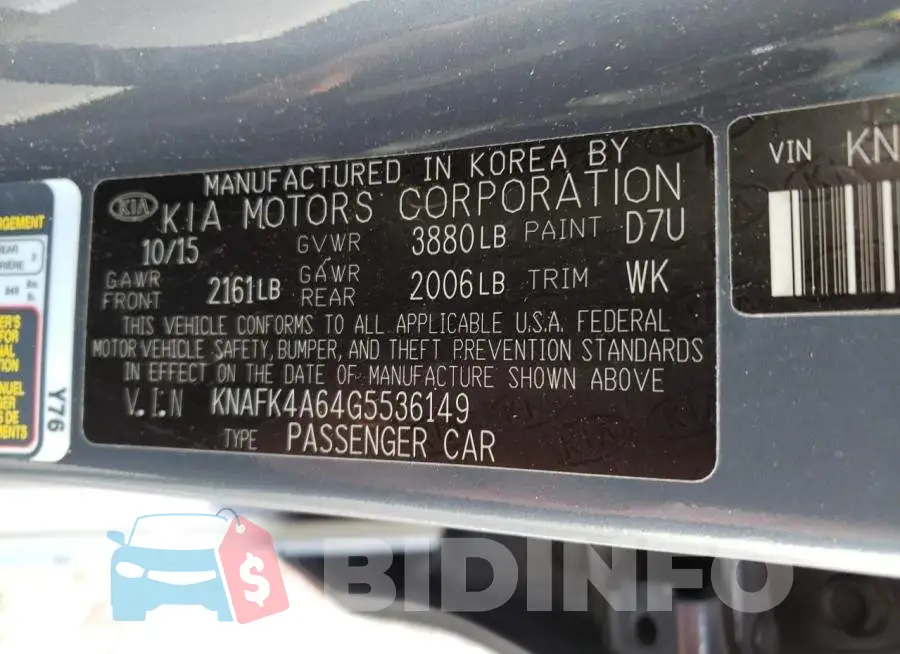 KNAFK4A64G5536149 Photo# 13