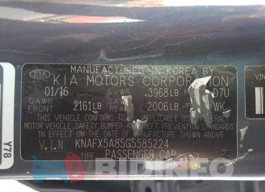 KNAFX5A85G5585224 Photo# 12