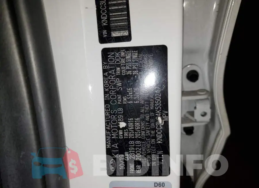 KNDCC3LC4K5350247 Photo# 12