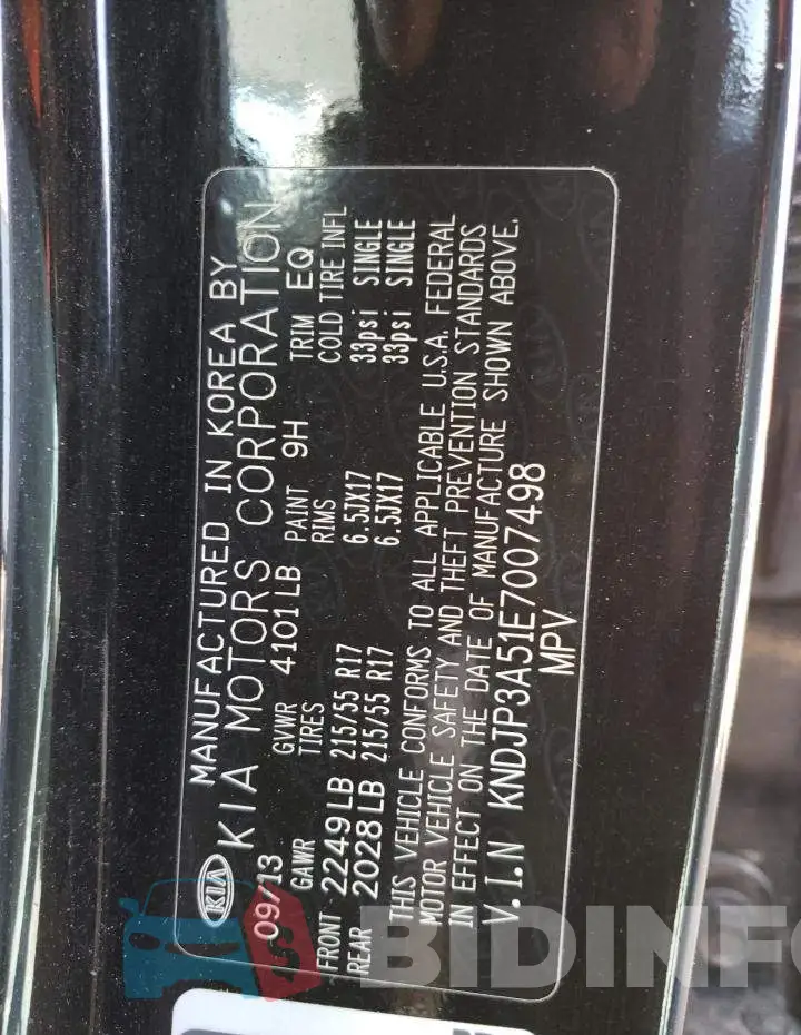 KNDJP3A51E7007498 Photo# 12