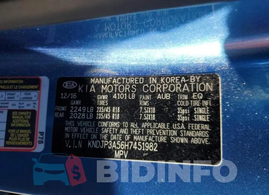 KNDJP3A56H7451982 Photo# 13