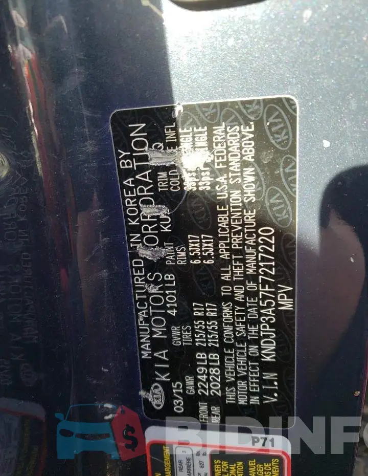 KNDJP3A57F7217220 Photo# 12