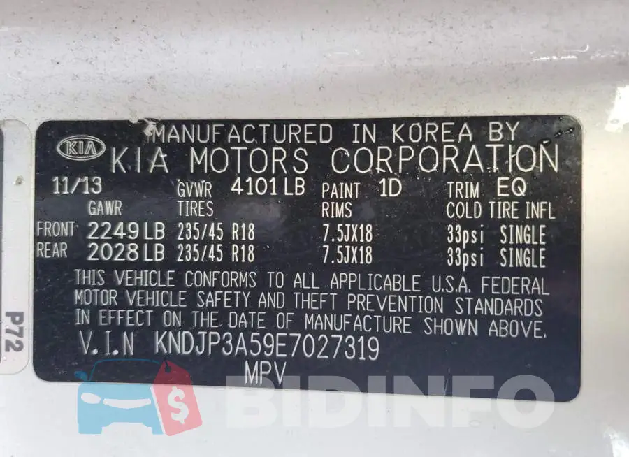 KNDJP3A59E7027319 Photo# 13