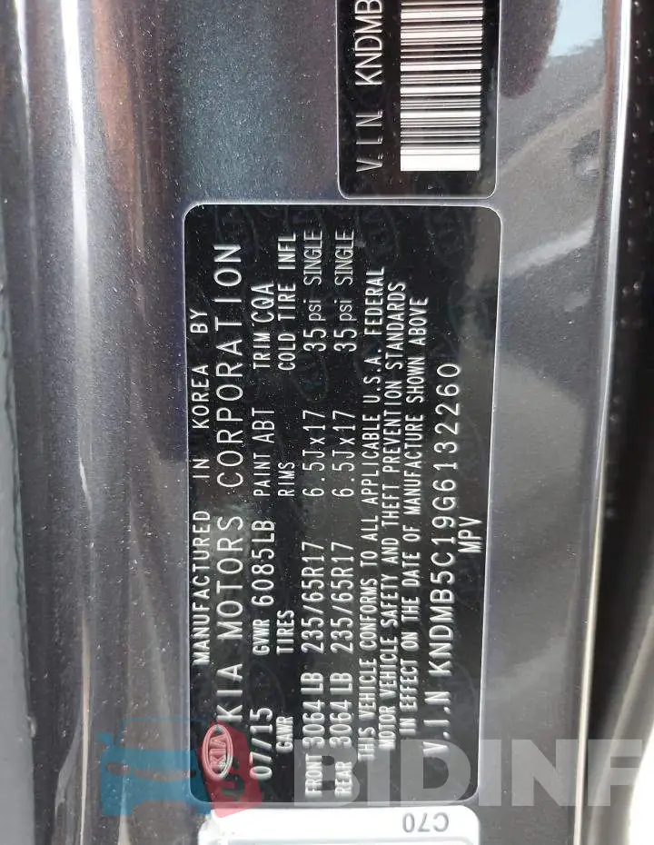 KNDMB5C19G6132260 Photo# 14