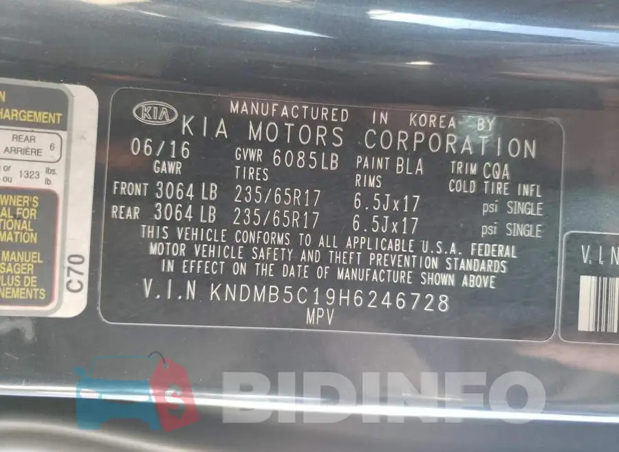 KNDMB5C19H6246728 Photo# 10