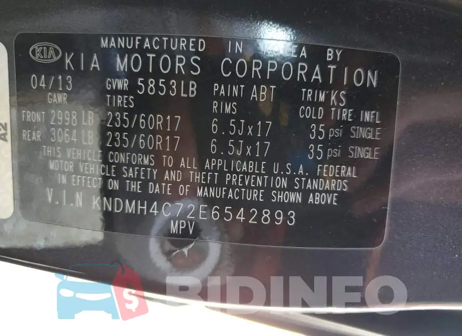 KNDMH4C72E6542893 Photo# 10
