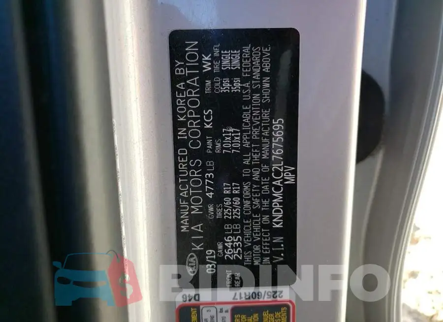 KNDPMCAC2L7675695 Photo# 12