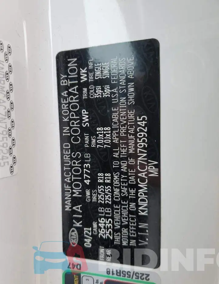 KNDPMCAC7N7959245 Photo# 14