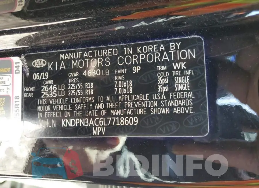KNDPN3AC6L7718609 Photo# 13