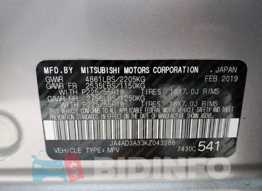 JA4AD3A33KZ043288 Photo# 14