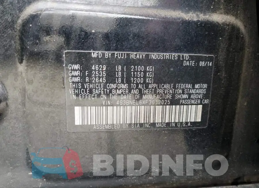 4S3BNEL6XF3012025 Photo# 13
