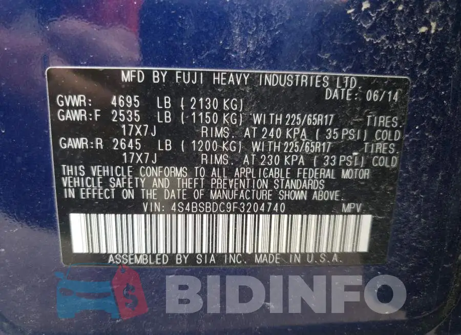 4S4BSBDC9F3204740 Photo# 10