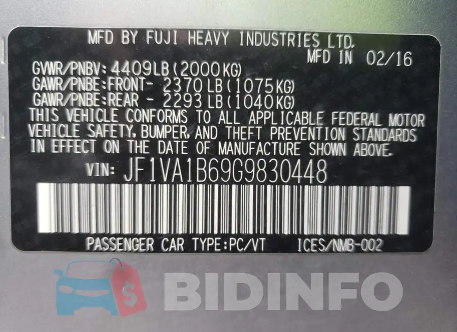 JF1VA1B69G9830448 Photo# 12