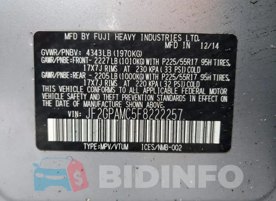 JF2GPAMC5F8222257 Photo# 13