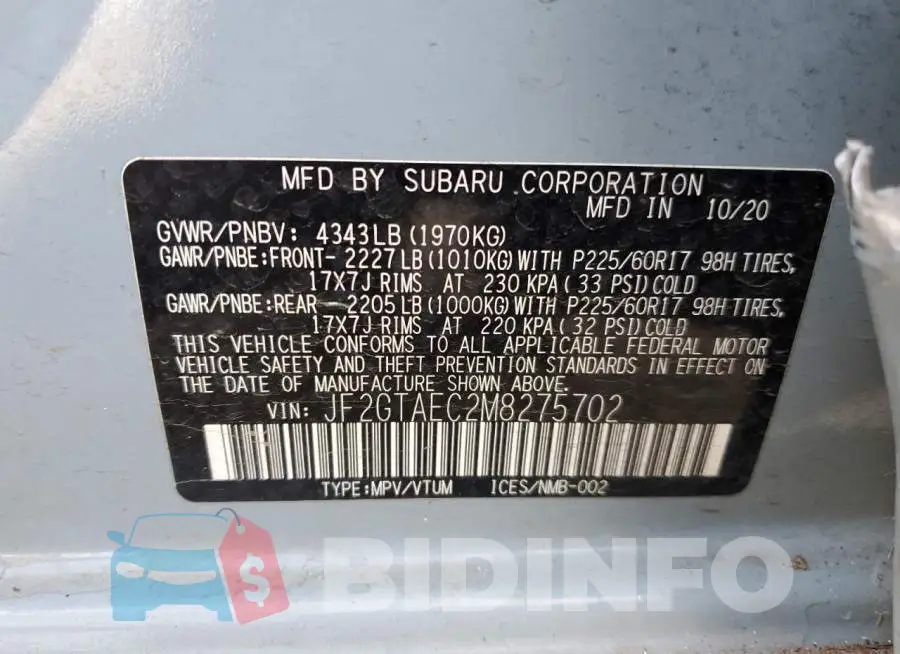 JF2GTAEC2M8275702 Photo# 14
