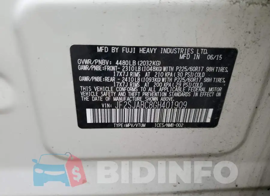 JF2SJABC8GH401909 Photo# 13
