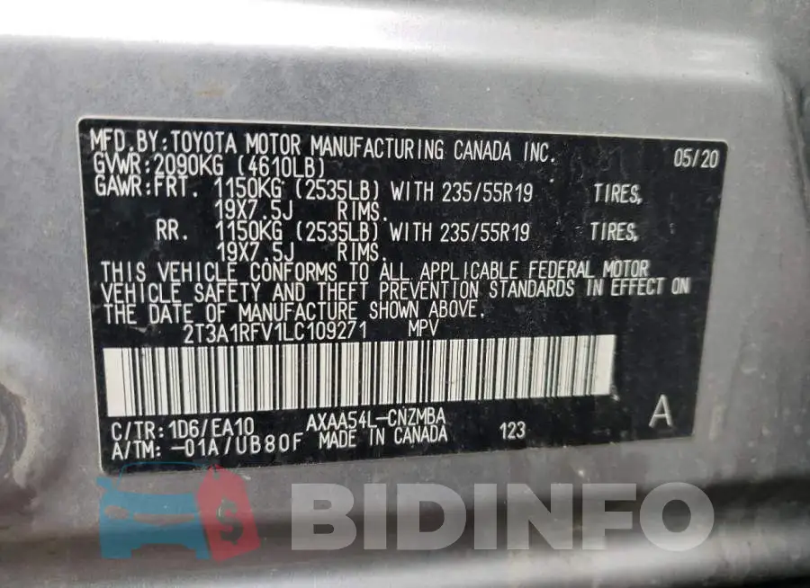 2T3A1RFV1LC109271 Photo# 13
