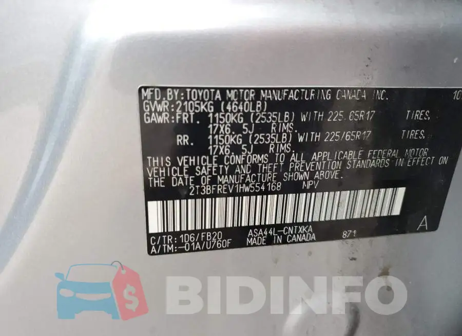2T3BFREV1HW554168 Photo# 13