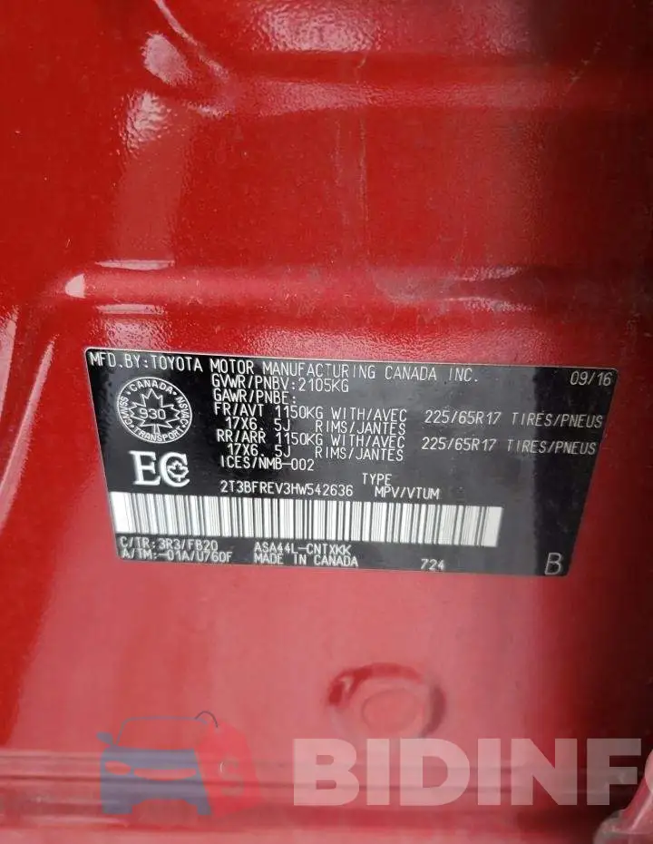 2T3BFREV3HW542636 Photo# 13