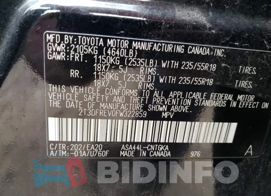 2T3DFREV0FW322859 Photo# 14